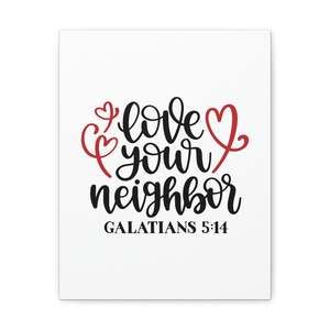 Scripture Sign Love Your Neighbor Galatians 5:14 Red Heart Christian Wall Art B